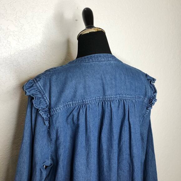 Draper James RSVP blue denim chambray ruff bib trim shift dress size XXL NWT - Picture 13 of 16